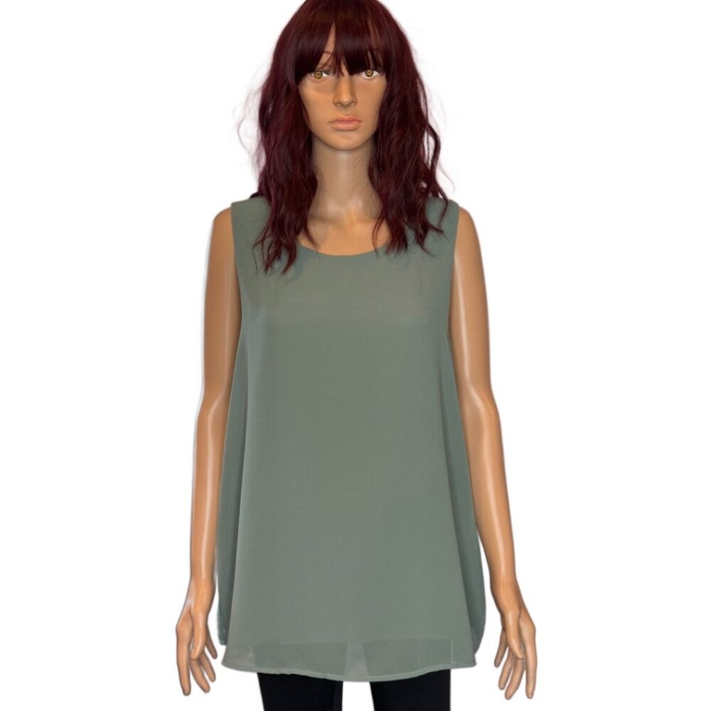Anthropologie Pleione Double Layer Woven Tank, Sea Foam Green Sz XL